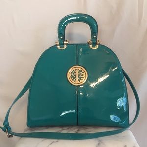 Teal Patent Leather Purse with Legs
